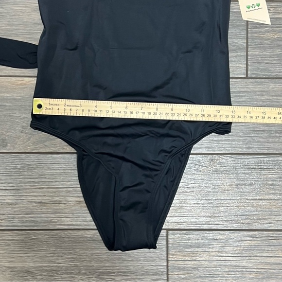 NWT HAH X Free People One Piece Swimsuit Medium 1 4 Ur Soul 1 Shoulder Black - Picture 11 of 15